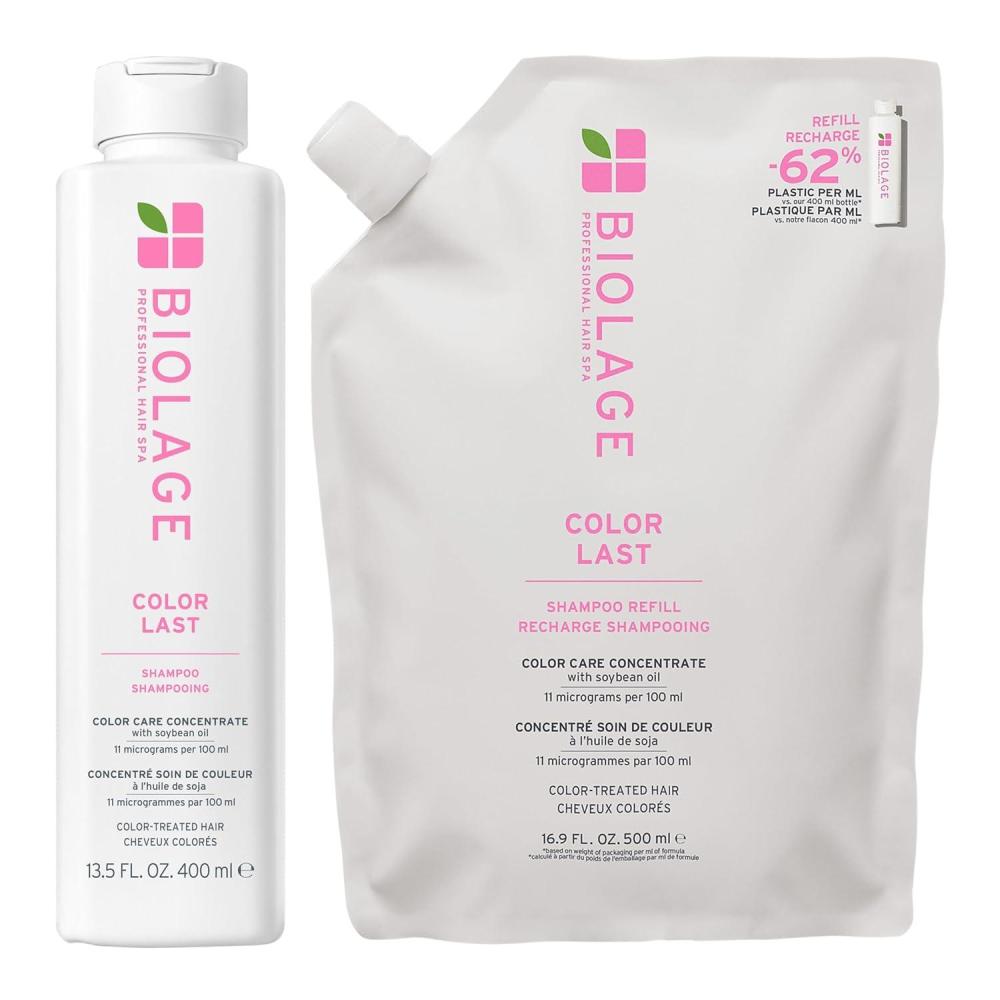 image:imageBiolage Color Last Shampoo and Refill Shampoo Set  Protects amp Preserves Color Treated Hair Adds Shine With Soybean Oil amp Stearic Acid Paraben amp Mineral OilFree