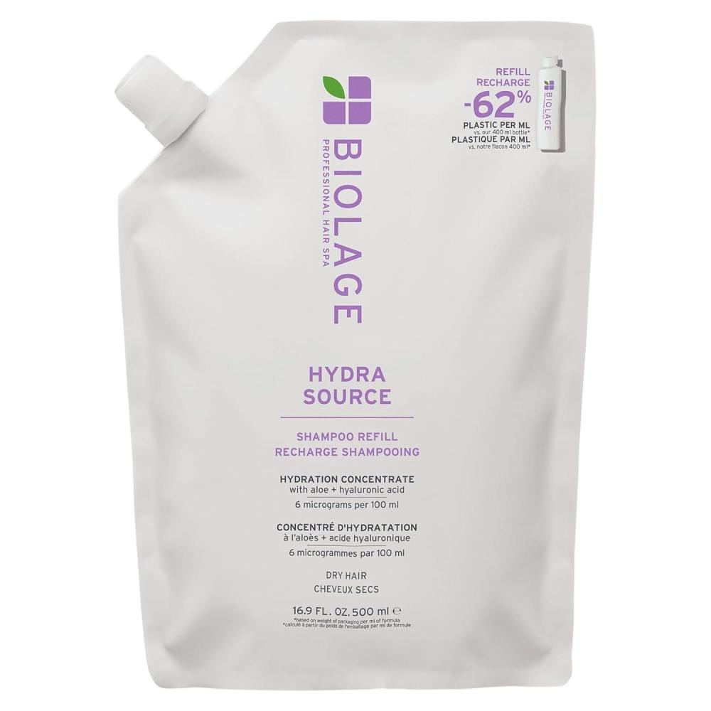 image:imageBiolage Hydra Source Shampoo Refill  For Dry Hair Gently Cleanses Restores Moisture Balance Adds Shine amp Softness Infused with MicroFiltered Aloe Vera amp Fermented Hyaluronic Acid Vegan