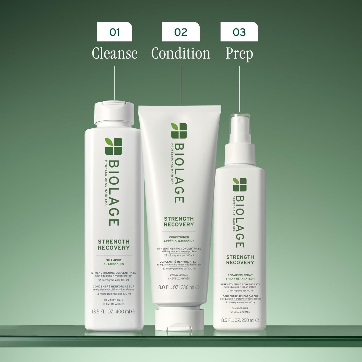 image:imageBiolage Strength Recovery Shampoo Reduces Breakage amp Detangles Instantly Strengthens and Moisturizes For Damaged Hair With Olive Squalane amp Vegan Proteins Paraben amp Mineral OilFree338 Fl Oz Pack of 1